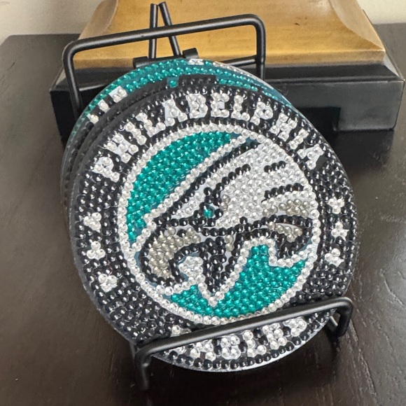 🦅 Handcrafted Philadelphia Eagles Diamond Art Coasters – Set of 4 Gift Ready - Picture 6 of 6